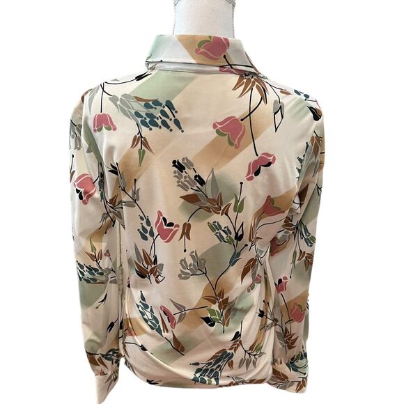 Vintage 70s Mod Floral Print Pointed Collar Polyester Disco Shirt - Picture 6 of 9